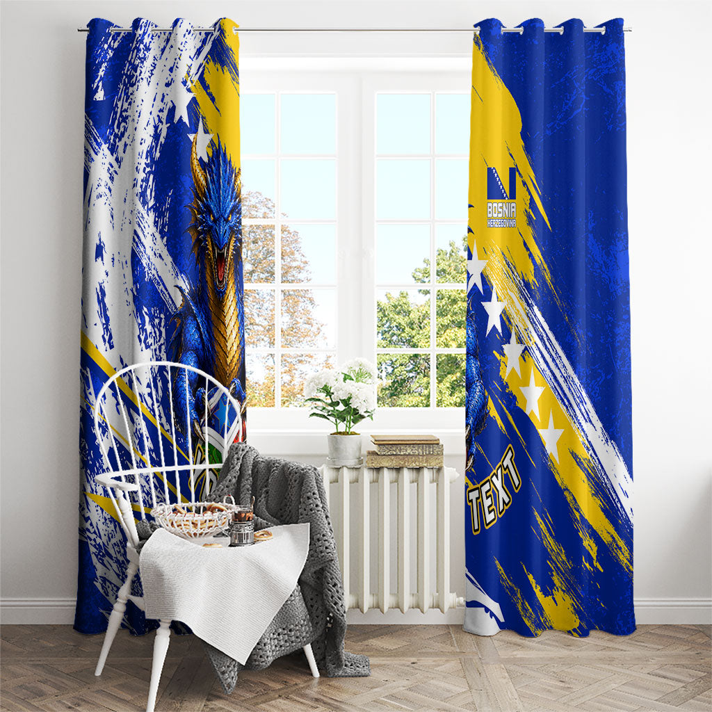 Personalized Bosnia Herzegovina Dragon Soccer Window Curtain Bosnian Football Flag Stars Fleur De Lis Grunge