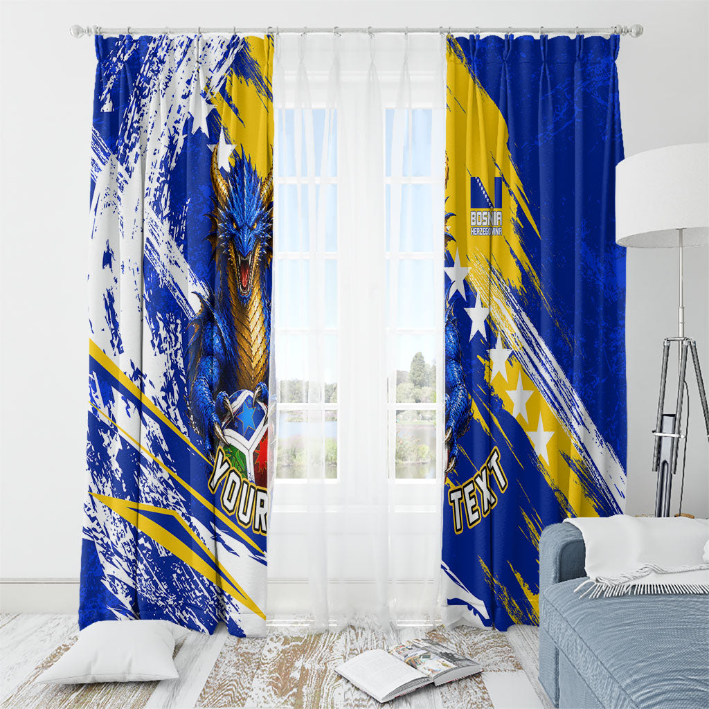 Personalized Bosnia Herzegovina Dragon Soccer Window Curtain Bosnian Football Flag Stars Fleur De Lis Grunge