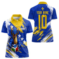 Personalized Bosnia Herzegovina Dragon Soccer Women Polo Shirt Bosnian Football Flag Stars Fleur De Lis Grunge