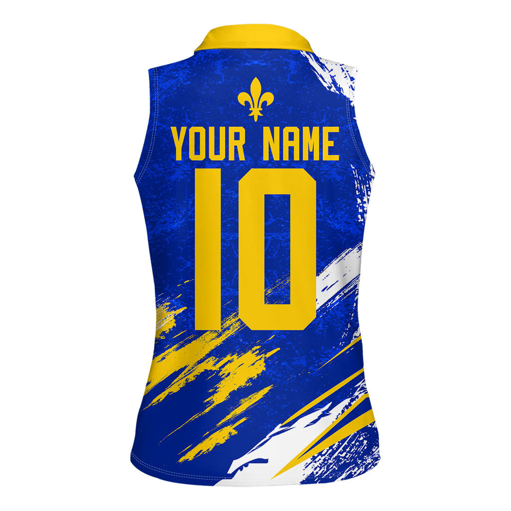 Personalized Bosnia Herzegovina Dragon Soccer Women Sleeveless Polo Shirt Bosnian Football Flag Stars Fleur De Lis Grunge