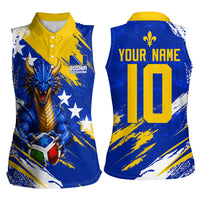 Personalized Bosnia Herzegovina Dragon Soccer Women Sleeveless Polo Shirt Bosnian Football Flag Stars Fleur De Lis Grunge