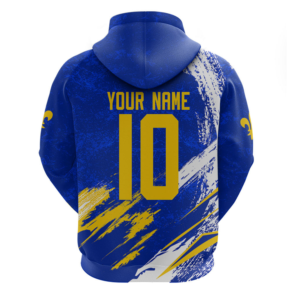 Personalized Bosnia Herzegovina Dragon Soccer Zip Hoodie Bosnian Football Flag Stars Fleur De Lis Grunge