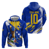 Personalized Bosnia Herzegovina Dragon Soccer Zip Hoodie Bosnian Football Flag Stars Fleur De Lis Grunge
