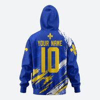 Personalized Bosnia Herzegovina Dragon Soccer Zip Hoodie Bosnian Football Flag Stars Fleur De Lis Grunge