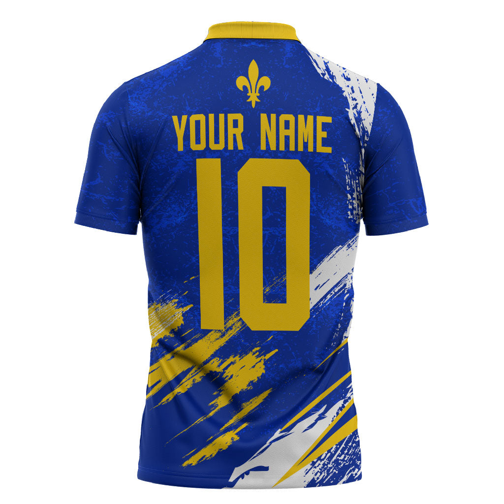 Personalized Bosnia Herzegovina Dragon Soccer Zipper Polo Shirt Bosnian Football Flag Stars Fleur De Lis Grunge