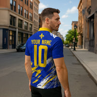 Personalized Bosnia Herzegovina Dragon Soccer Zipper Polo Shirt Bosnian Football Flag Stars Fleur De Lis Grunge