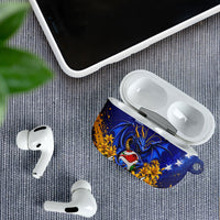 Personalized Bosnia Herzegovina Dragon Soccer AirPods Case Football Golden Lily Bosnian Flag Cheering Fans