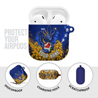 Personalized Bosnia Herzegovina Dragon Soccer AirPods Case Football Golden Lily Bosnian Flag Cheering Fans