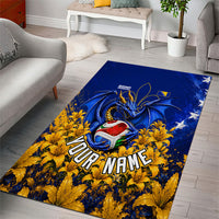 Personalized Bosnia Herzegovina Dragon Soccer Area Rug Football Golden Lily Bosnian Flag Cheering Fans