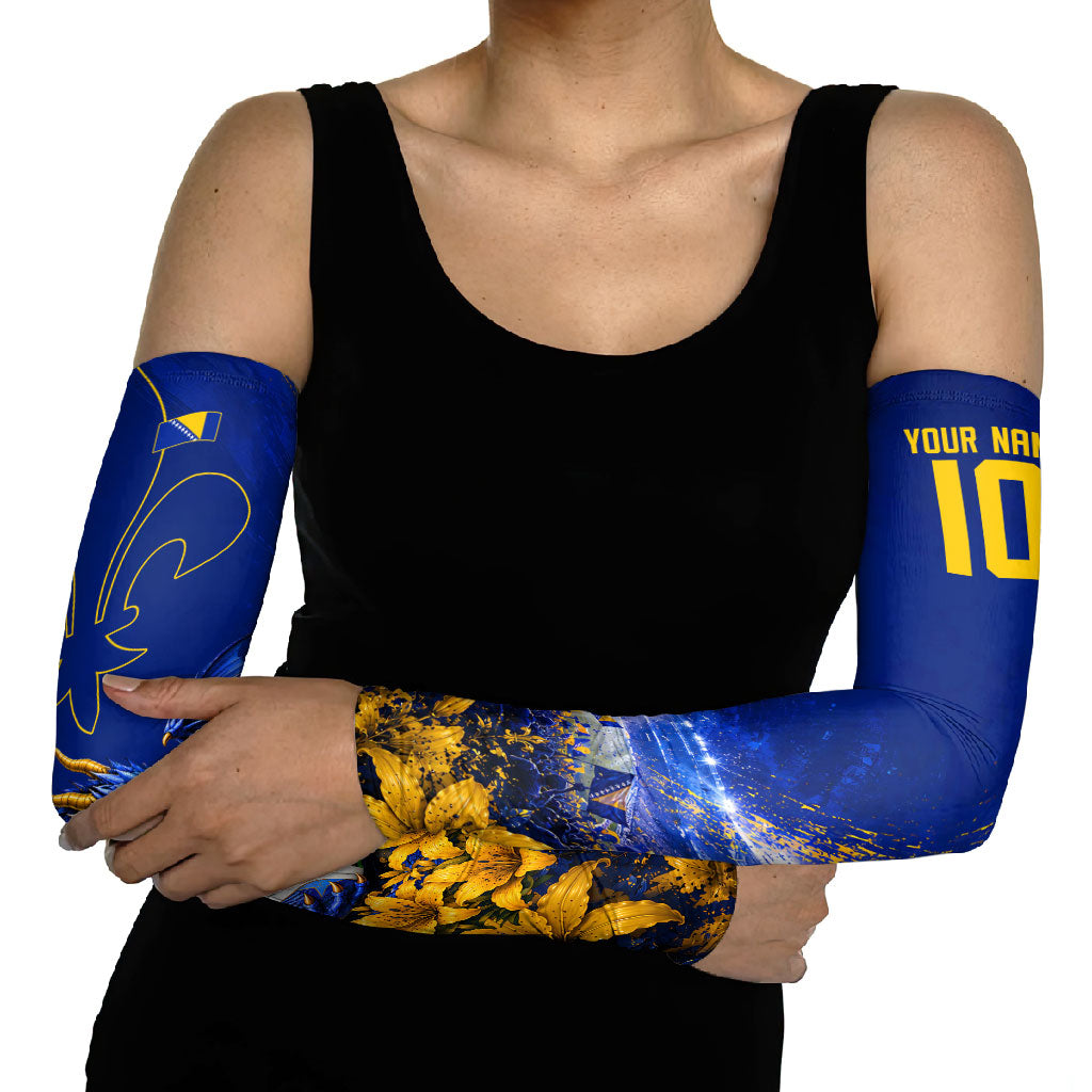 Personalized Bosnia Herzegovina Dragon Soccer Arm Sleeves Football Golden Lily Bosnian Flag Cheering Fans