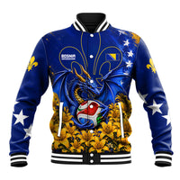 Personalized Bosnia Herzegovina Dragon Soccer Baseball Jacket Football Golden Lily Bosnian Flag Cheering Fans