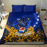 Personalized Bosnia Herzegovina Dragon Soccer Bedding Set Football Golden Lily Bosnian Flag Cheering Fans