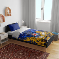 Personalized Bosnia Herzegovina Dragon Soccer Bedding Set Football Golden Lily Bosnian Flag Cheering Fans
