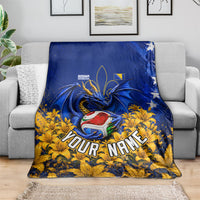 Personalized Bosnia Herzegovina Dragon Soccer Blanket Football Golden Lily Bosnian Flag Cheering Fans