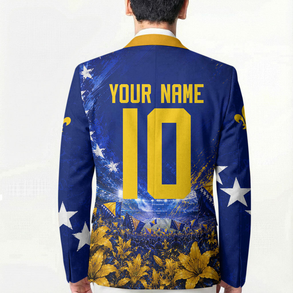 Personalized Bosnia Herzegovina Dragon Soccer Blazer Football Golden Lily Bosnian Flag Cheering Fans