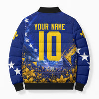 Personalized Bosnia Herzegovina Dragon Soccer Bomber Puffer Jacket Football Golden Lily Bosnian Flag Cheering Fans