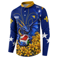Personalized Bosnia Herzegovina Dragon Soccer Button Sweatshirt Football Golden Lily Bosnian Flag Cheering Fans