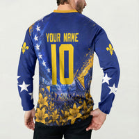 Personalized Bosnia Herzegovina Dragon Soccer Button Sweatshirt Football Golden Lily Bosnian Flag Cheering Fans