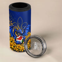 Personalized Bosnia Herzegovina Dragon Soccer 4 in 1 Can Cooler Tumbler Football Golden Lily Bosnian Flag Cheering Fans