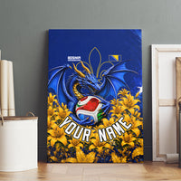 Personalized Bosnia Herzegovina Dragon Soccer Canvas Wall Art Football Golden Lily Bosnian Flag Cheering Fans