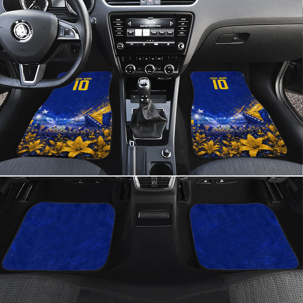Personalized Bosnia Herzegovina Dragon Soccer Car Mats Football Golden Lily Bosnian Flag Cheering Fans