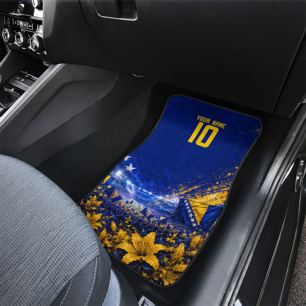 Personalized Bosnia Herzegovina Dragon Soccer Car Mats Football Golden Lily Bosnian Flag Cheering Fans