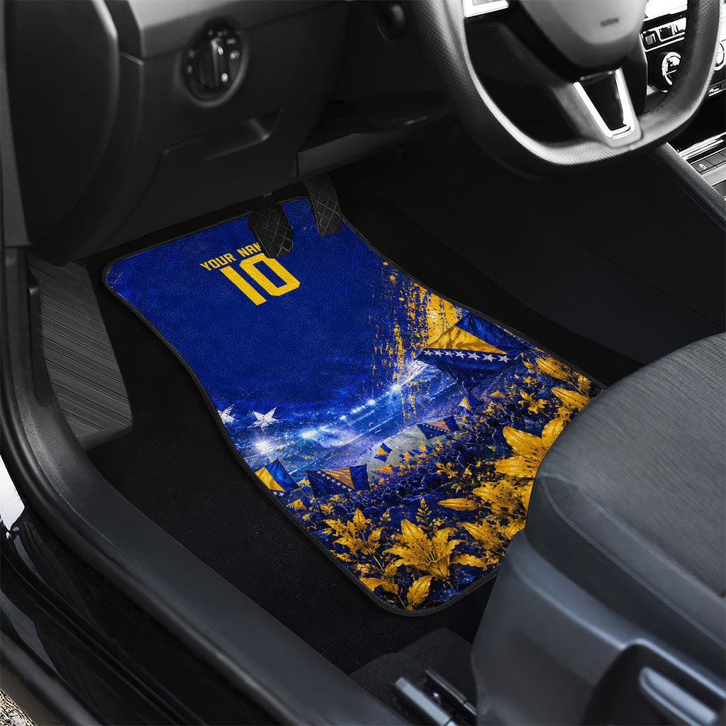 Personalized Bosnia Herzegovina Dragon Soccer Car Mats Football Golden Lily Bosnian Flag Cheering Fans