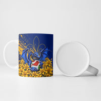 Personalized Bosnia Herzegovina Dragon Soccer Ceramic Mug Football Golden Lily Bosnian Flag Cheering Fans