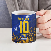 Personalized Bosnia Herzegovina Dragon Soccer Ceramic Mug Football Golden Lily Bosnian Flag Cheering Fans
