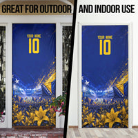 Personalized Bosnia Herzegovina Dragon Soccer Door Cover Football Golden Lily Bosnian Flag Cheering Fans