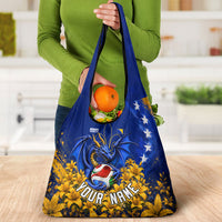 Personalized Bosnia Herzegovina Dragon Soccer Grocery Bag Football Golden Lily Bosnian Flag Cheering Fans
