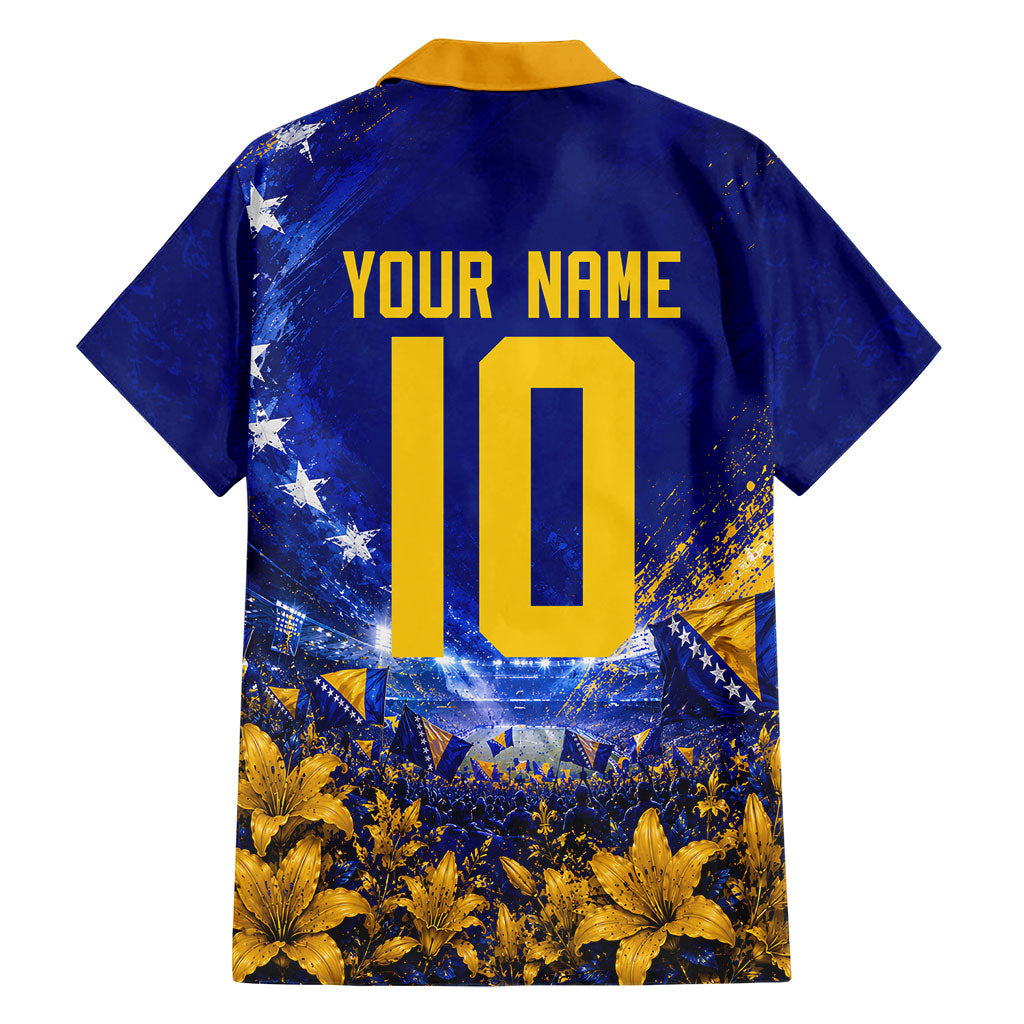 Personalized Bosnia Herzegovina Dragon Soccer Hawaiian Shirt Football Golden Lily Bosnian Flag Cheering Fans