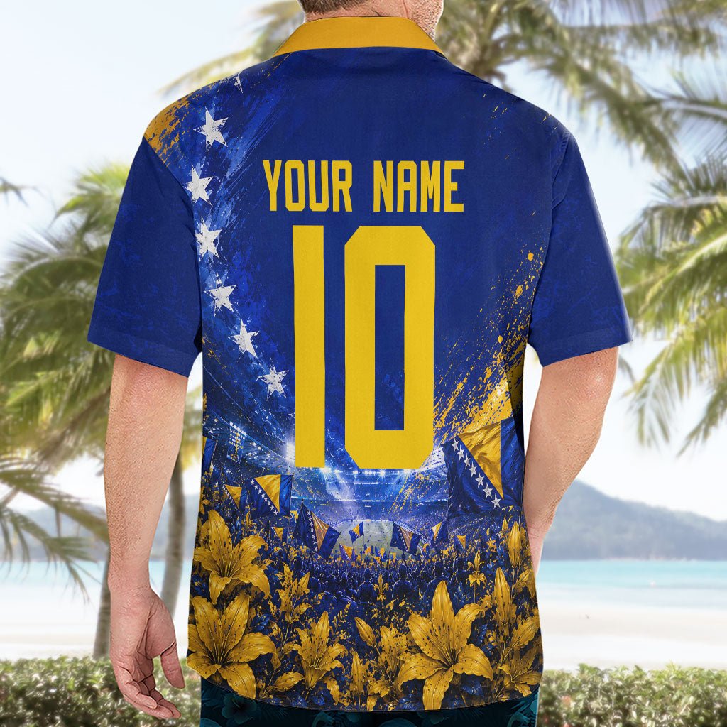 Personalized Bosnia Herzegovina Dragon Soccer Hawaiian Shirt Football Golden Lily Bosnian Flag Cheering Fans
