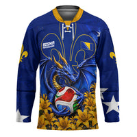 Personalized Bosnia Herzegovina Dragon Soccer Hockey Jersey Football Golden Lily Bosnian Flag Cheering Fans