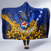 Personalized Bosnia Herzegovina Dragon Soccer Hooded Blanket Football Golden Lily Bosnian Flag Cheering Fans