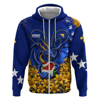 Personalized Bosnia Herzegovina Dragon Soccer Hoodie Football Golden Lily Bosnian Flag Cheering Fans