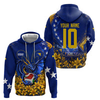 Personalized Bosnia Herzegovina Dragon Soccer Hoodie Football Golden Lily Bosnian Flag Cheering Fans