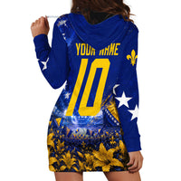 Personalized Bosnia Herzegovina Dragon Soccer Hoodie Dress Football Golden Lily Bosnian Flag Cheering Fans