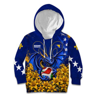 Personalized Bosnia Herzegovina Dragon Soccer Kid Hoodie Football Golden Lily Bosnian Flag Cheering Fans