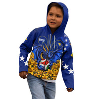 Personalized Bosnia Herzegovina Dragon Soccer Kid Hoodie Football Golden Lily Bosnian Flag Cheering Fans