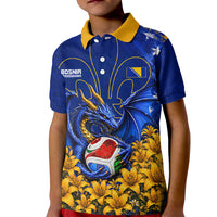 Personalized Bosnia Herzegovina Dragon Soccer Kid Polo Shirt Football Golden Lily Bosnian Flag Cheering Fans