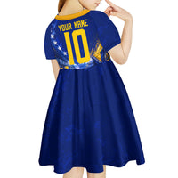 Personalized Bosnia Herzegovina Dragon Soccer Kid Short Sleeve Dress Football Golden Lily Bosnian Flag Cheering Fans