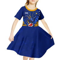 Personalized Bosnia Herzegovina Dragon Soccer Kid Short Sleeve Dress Football Golden Lily Bosnian Flag Cheering Fans