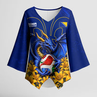 Personalized Bosnia Herzegovina Dragon Soccer Kimono Sleeve Blouse Football Golden Lily Bosnian Flag Cheering Fans