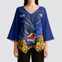 Personalized Bosnia Herzegovina Dragon Soccer Kimono Sleeve Blouse Football Golden Lily Bosnian Flag Cheering Fans