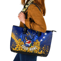 Personalized Bosnia Herzegovina Dragon Soccer Leather Tote Bag Football Golden Lily Bosnian Flag Cheering Fans