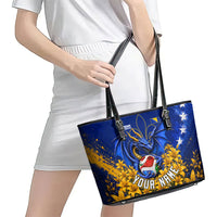 Personalized Bosnia Herzegovina Dragon Soccer Leather Tote Bag Football Golden Lily Bosnian Flag Cheering Fans
