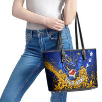 Personalized Bosnia Herzegovina Dragon Soccer Leather Tote Bag Football Golden Lily Bosnian Flag Cheering Fans