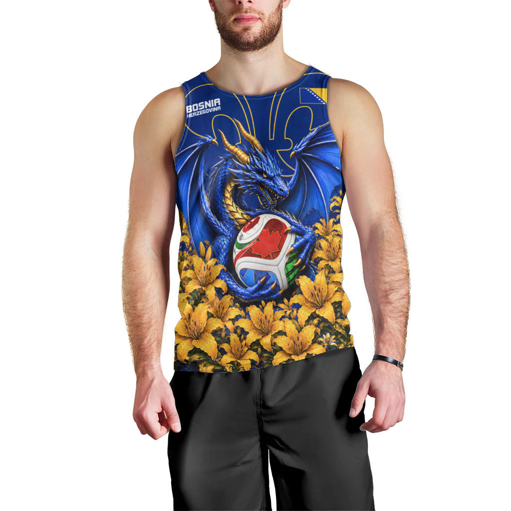 Personalized Bosnia Herzegovina Dragon Soccer Men Tank Top Football Golden Lily Bosnian Flag Cheering Fans