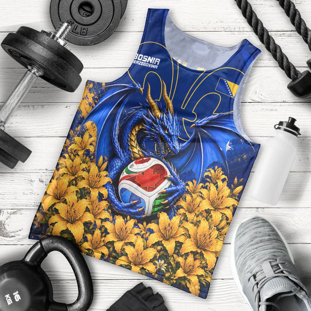 Personalized Bosnia Herzegovina Dragon Soccer Men Tank Top Football Golden Lily Bosnian Flag Cheering Fans